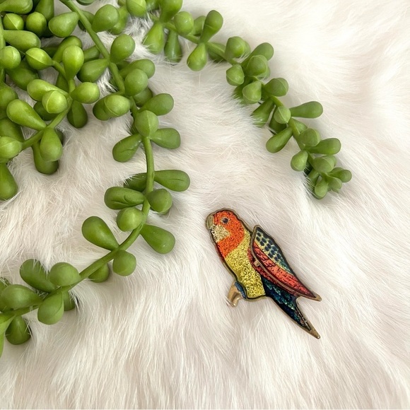 Vintage Jewelry - Vintage Glittery Multicolored Parrot Bird Pin Brooch